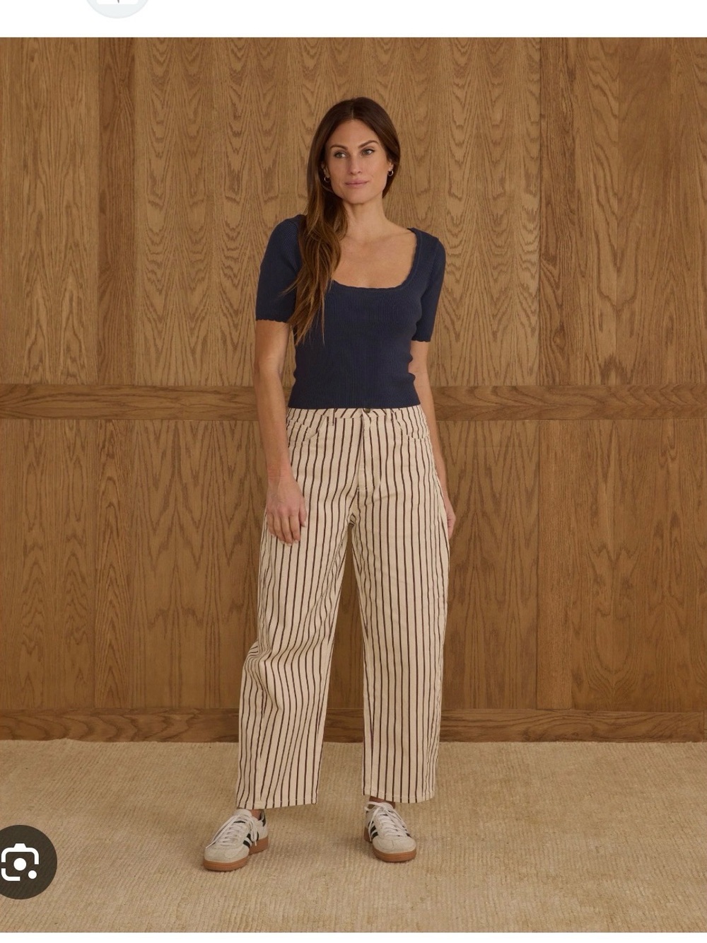 RYLEE + CRU BARREL PANT BURGUNDY STRIPE LARGE